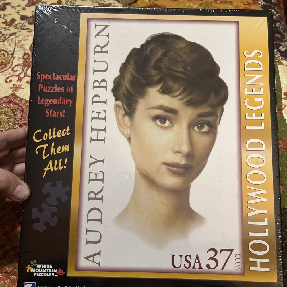 White Mountain Puzzles Audrey Hepburn Postage Stamp 1000 Piece Puzzle 27" x 20"